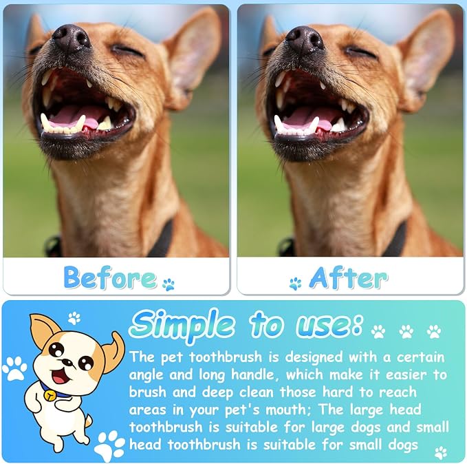 Honeydak Dog Toothbrush Bulk Dual Headed Dental Brushes Dogs Tooth Brushing Kit Long Handle Pet Tooth Brush for Puppy Large Small Cats and Most Pets Teeth Cleaning Dental Supplies(70 Pcs,Black)