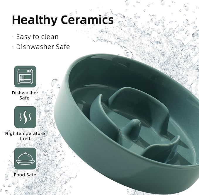 Havniva Ceramic Slow Feeder Dog Bowls, 0.9 Cups Dog Bowl Slow Feeding for Small Breed, 6.1inch Puzzle Dog Food Bowl Slow Feeder Non-Slip Anti-Gulping and Anti-Choking Reduces Bloating