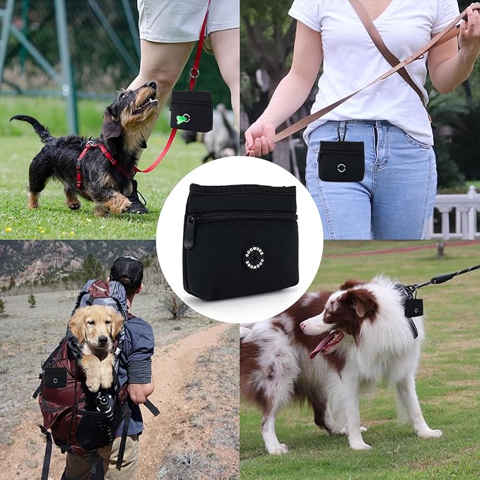 Dog Treat Pouch with Pet Training Clicker, Detachable Dog Puppy Training Treat Bag, 900D Oxford Cloth Magnetic Closure Small Dog Poop Bag Holder for Travel or Outdoor Use