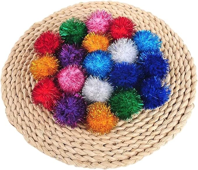36 PCS Cat Crinkle Balls Toy and Cat Spring Toy, 12 Pcs Mylar Crinkle Ball, 12 Pcs Cat Spiral Spring, 12Pcs Sparkle Balls Tinsel poms, for Cats Kittens Playing Interacting