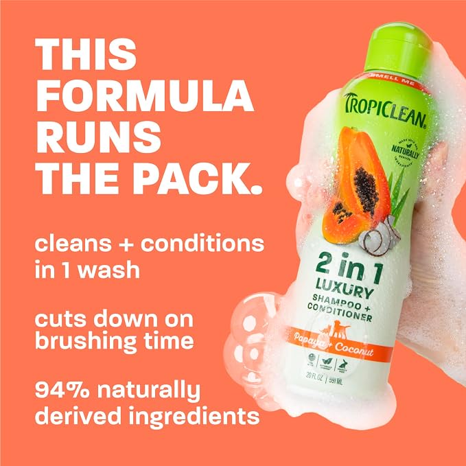 TropiClean 2in1 Dog Shampoo and Conditioner, 3X Longer Lasting Scent, 20oz