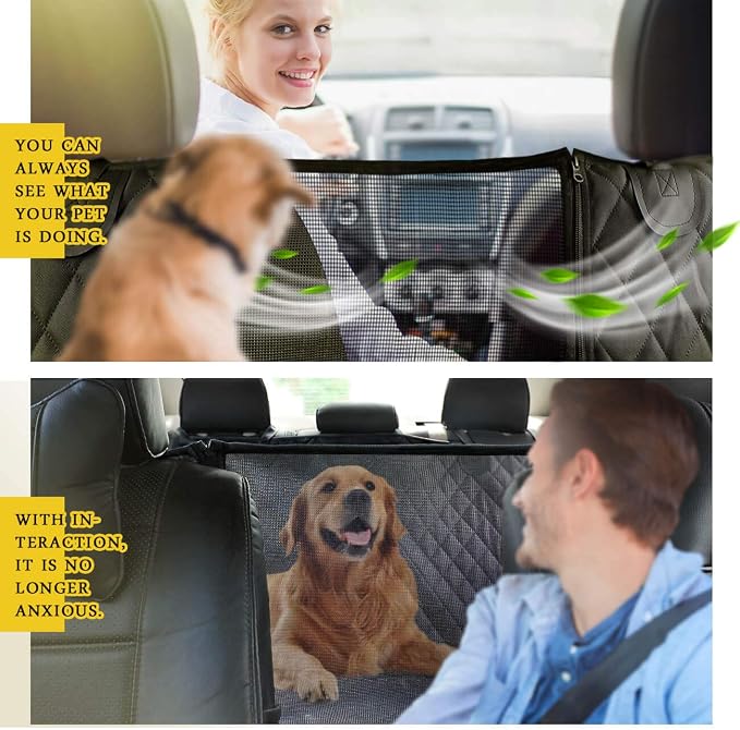 Vailge X-Large Dog Car Hammock, 100% Waterproof with Mesh Window, Scratch Prevent Anti-Slip Car Seat Covers for Back Seat