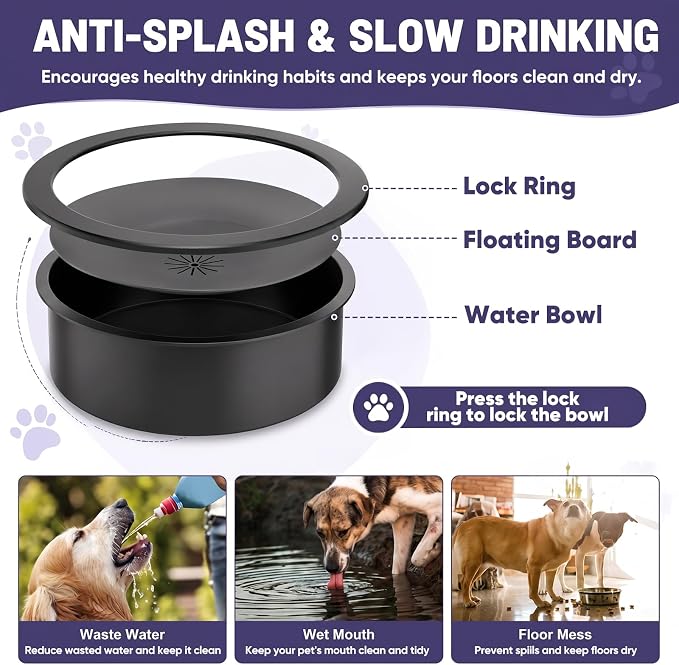 XIAZ Elevated Dog Bowls Large Breed Raised Dogs Bowl Stand Large/Medium Sized Dog Slow Feeder Dogs Bowls Food Water Stands 5 Heights Adjustable 9/11/12/14in Pet Feeder Dish Station