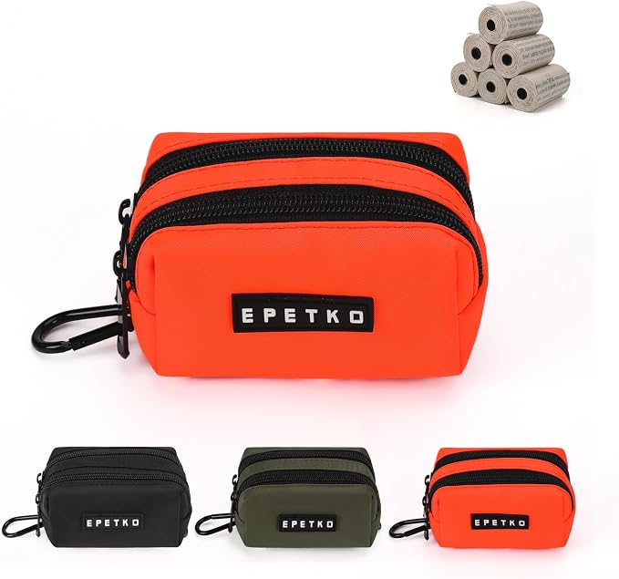Dog Training Treat Pouch, Treat Bag Fanny Pack with Double-Zip Pocket and Four-Button Closure Waterproof Durable Dog Treat Pouch with 1 Roll of Dog Waste Bags