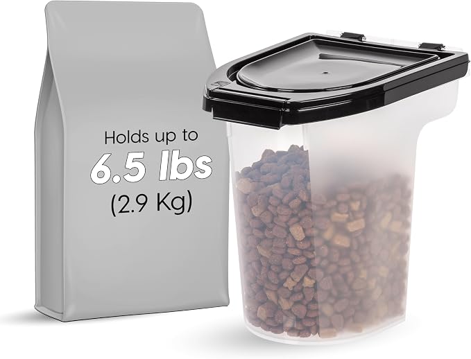 IRIS USA Dog Food Storage Container, Up to 6.5 lbs, Black, Made in USA | Airtight Seal, BPA-Free, Best for Bird Seed, Cat food, Cat Litter, Chicken Feed