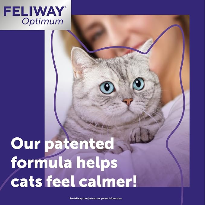 FELIWAY Optimum 30 Day Cat Calming Refills for Pheromone Diffuser,48ml Value Pack - Helps Reduce Common Signs of Stress in Cats & Kittens,Enhanced Calming,(Pack of 12)