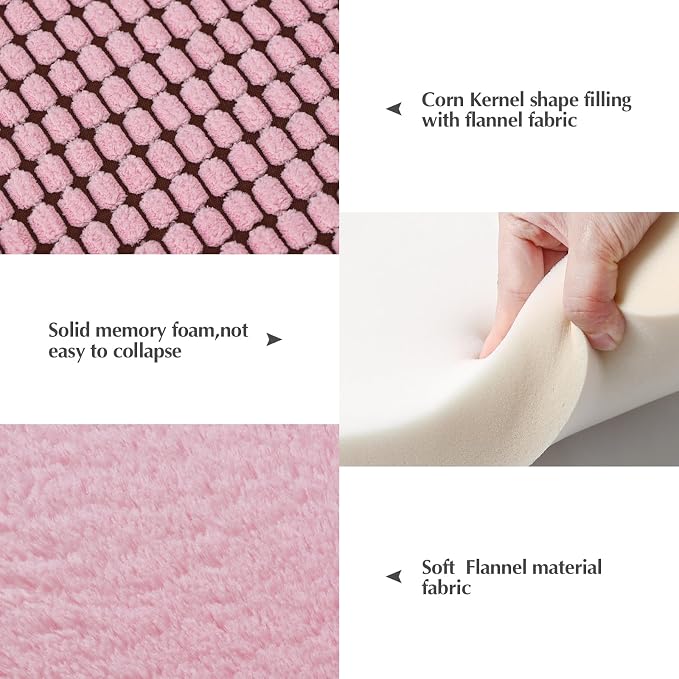 BVAGSS Reversible Dog Crate Pad, Memory Foam Pet Bed Mat, Soft Warm Machine Washable Sleeping Kennel Mattress for Small Medium Dogs XH079 (21''x13''x1.6'',Pink)