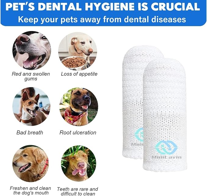 Pet Toothbrush for Small to Large Dogs Cats,Soft High Grade Finger Toothbrush,Teeth Oral Cleaning,Dental Care, 1 Set for Two Fingers White (12)