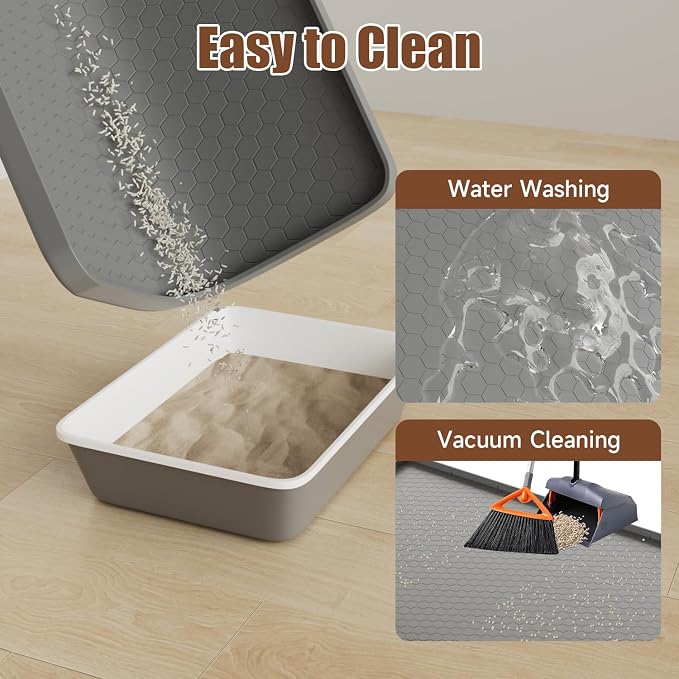Cat Litter Mat, 34" X 22" Large Silicone Mat Kitty Litter Trapping Mat | Waterproof Silicone Pad, Soft on Kitty Paws, Urine-Proof, Easy to Clean, Non-Slip Floor Protector for Floor