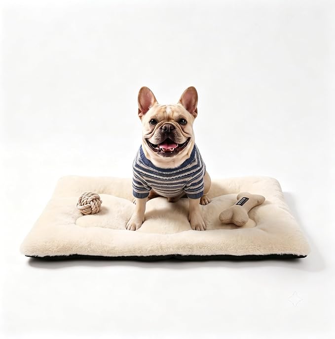 Dog Bed 30" for Metal Crate Pad, Washable Kennel Mat for Medium Dogs & Pets | Soft faux rabbit fur, non-slip,machine wash/dry, plush cushioning, for crates, floors & travel, multiple sizes for all breeds