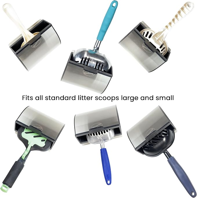 DuraScoop Cat Litter Scoop Caddy - Space-Saving, Wall-Mountable Litter Scoop Holder - Easy Hook Fitting for Pans – Metal Litter Scooper Holder Ensuring Stability