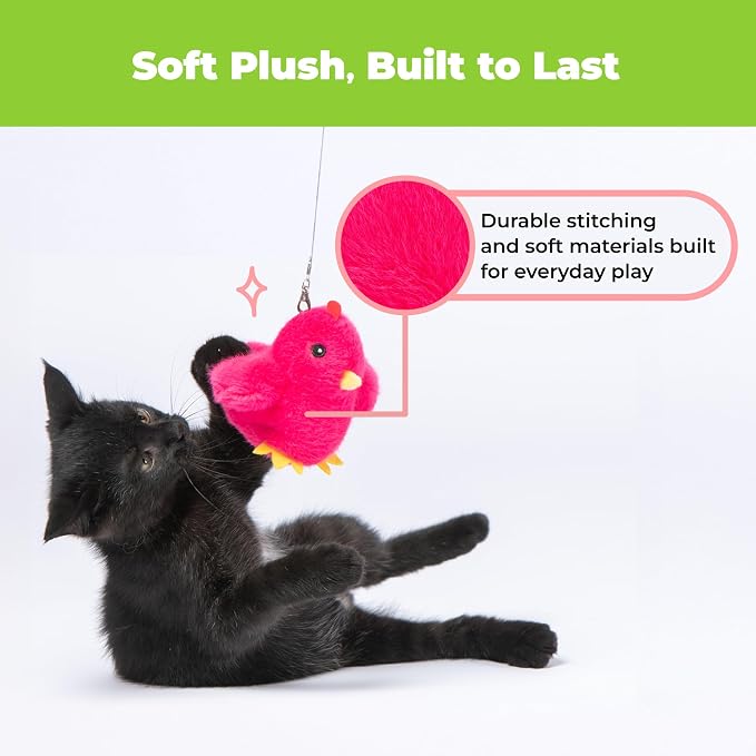 Catify Best Pet Supplies Flapping Duckling, Chick & Bird Cat Toy - Motion-Activated Wings Realistic Chirps, Catnip-Infused Plush, USB Rechargeable Indoor Cats & Kittens, Self-Play Enrichment - Fuchsia