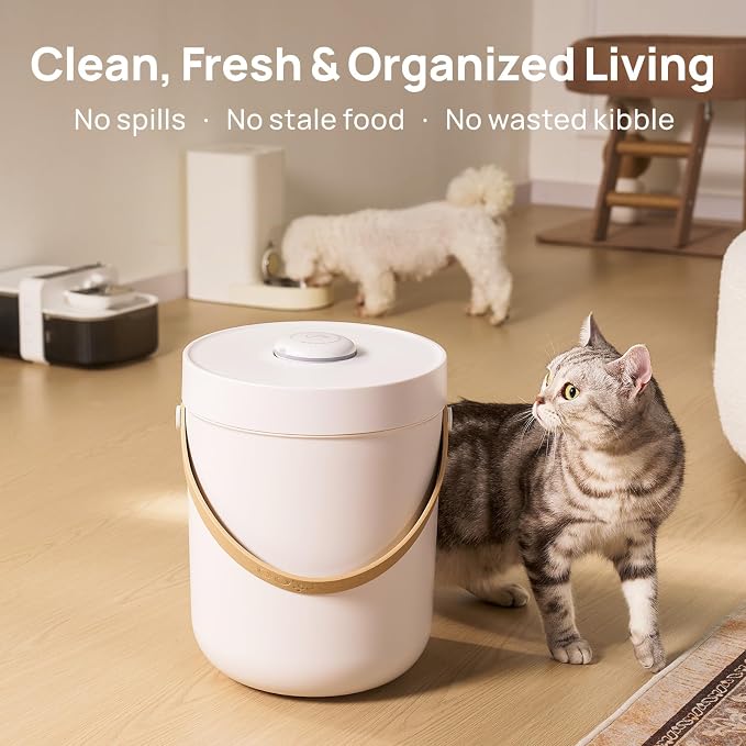 smartoo Vacuum Cat Dog Food Storage Container 10 lb, Dry Pet Food Storage | 10.6 Qt Airtight Cat Food Storage Container with One-Button Easy Use, Magnetic Scoop Incl., BPA-Free, Durable, Rechargeable