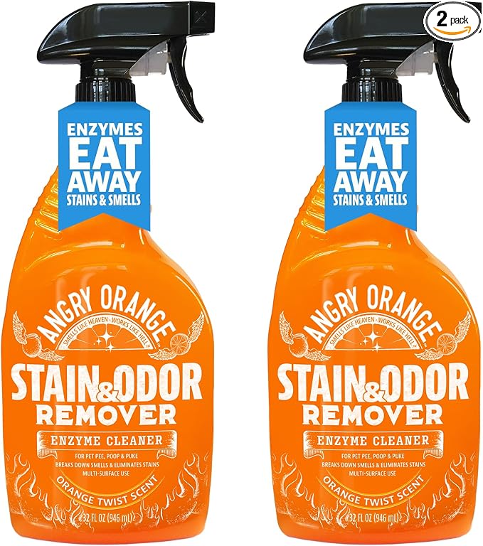 ANGRY ORANGE Pet Stain & Odor Remover for Dog Urine and Stains - Enzyme Pet Odor Eliminator for Home - Citrus - Value 2 pack