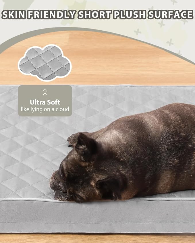 NUPIDA Orthopedic Dog Beds for Medium Dogs Waterproof Dog Bed for Crate, with Removable Washable Cover and Non-Slip Bottom, 29x18 Inch, Light Gray