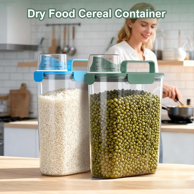 Uppetly Dog Cat Food Storage Container, 5-7Lbs Pet Food Containers, Airtight Cat Food Container with Portable Handle & Measuring Cup, Small Animal Dry Food Dispenser for Dogs, Cats and Birds Green