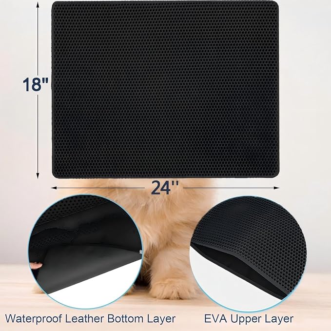 Cat Litter Mat Litter Box Mat 24 X 18 Inches Black | Ultra-soft, non-toxic material; superb craftsmanship, sturdy and durable