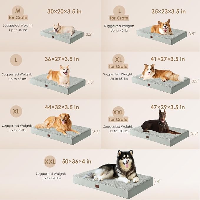 EHEYCIGA Orthopedic Dog Bed Extra Large with Removable Washable Cover, 50IN | Egg Crate Foam Support, Durable Oxford fabric, Non-Slip Bottom, Machine Washable, Soft Waterproof Plush Pet Bed Mat For Crate