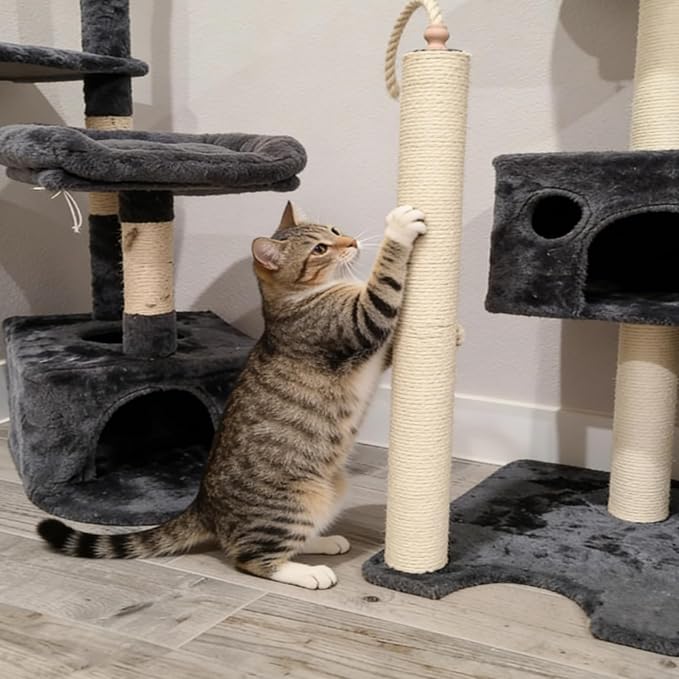 2 Pcs Cat Scratching Post Replacement for Indoor 15.7 x 3.1 Inches Cats Tree Replacement Parts Natural Sisal Cat Scratch Posts Refill Pole Part with M8 Screws Spare Cat Furniture Accessories