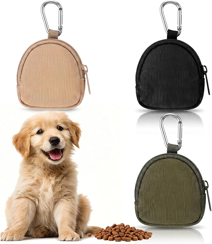 3Pcs Portable Dog Treat Pouches, Dog Training Reward Pouch | Reusable Dogs Treats Container with Zipper Closure for Pet Dogs Travel or Outdoor Use