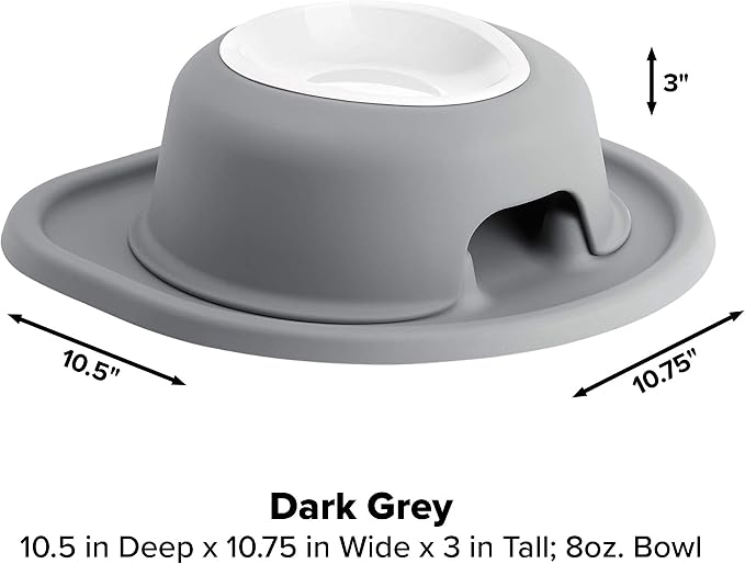WeatherTech Single High Pet Feeding System w/Plastic Dog/Cat Bowls - 3" High Stand Dark Grey (PSH0803DGDG)