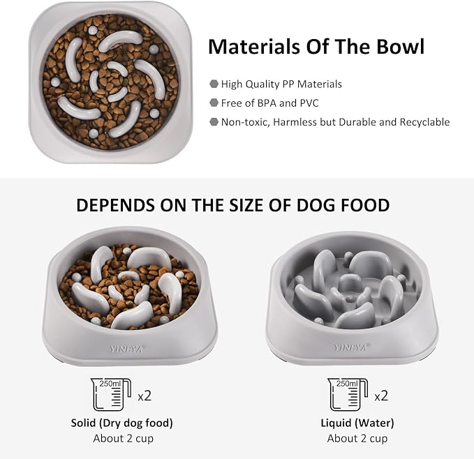 YINEYA Slow Feeder Dog Bowls, Pet Supplies That Slow Down Eating, Pet Food Bowls, Maze Dog Puzzle Feeder for Medium Breed