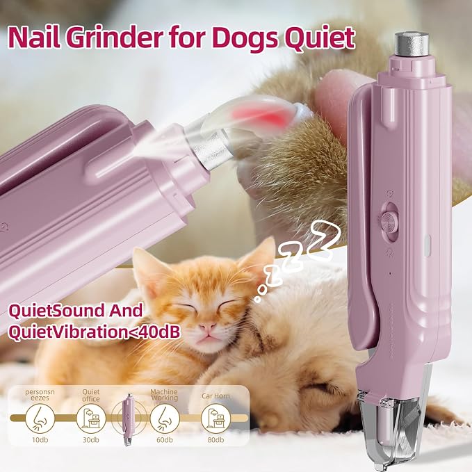 2 in 1 Dog & Cat Pets Nail Clippers and Grinder with Lights - Safety Guard to Avoid Overcutting,Professional Pet Nail Claw Trimmers, Professional Grooming Tools for Pets (Medium & Small Pet) (Pink) | Safety Guard to Avoid Overcutting, Sharp Blade, Pain...