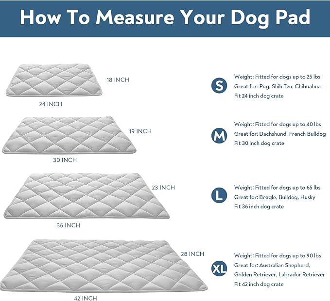 Dog Crate Pad 2 Pack (48" x 30"), Dog Crate Mat with Anti-Slip Bottom, Grey | Fits 48 Inch Crate, Soft, Machine Washable, Kennel Pad