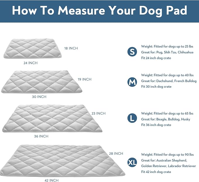 Dog Crate Pad 2 Pack (30" x 19"), Dog Crate Mat with Anti-Slip Bottom, Grey | Fits 30 Inch Crate, Soft, Machine Washable, Kennel Pad