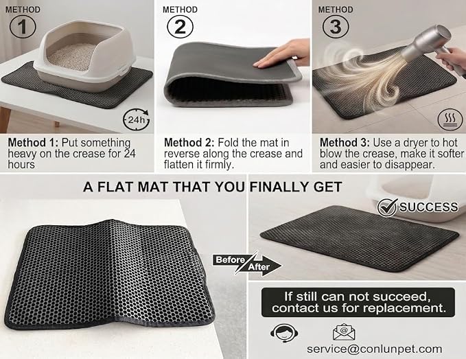 Cat Litter Mat New Size 23.6"x14.6" for Small Spaces, Upgrade Super Waterproof Back Layer Litter Box Mat, Non Slip, Durable, Soft on Paws Kitty Trapping Matt, Gray