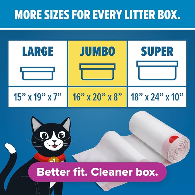 Jonny Cat Heavy Duty Tear-Resistant Scented Litter Box Liners, Jumbo, 36in x 18in, 15ct