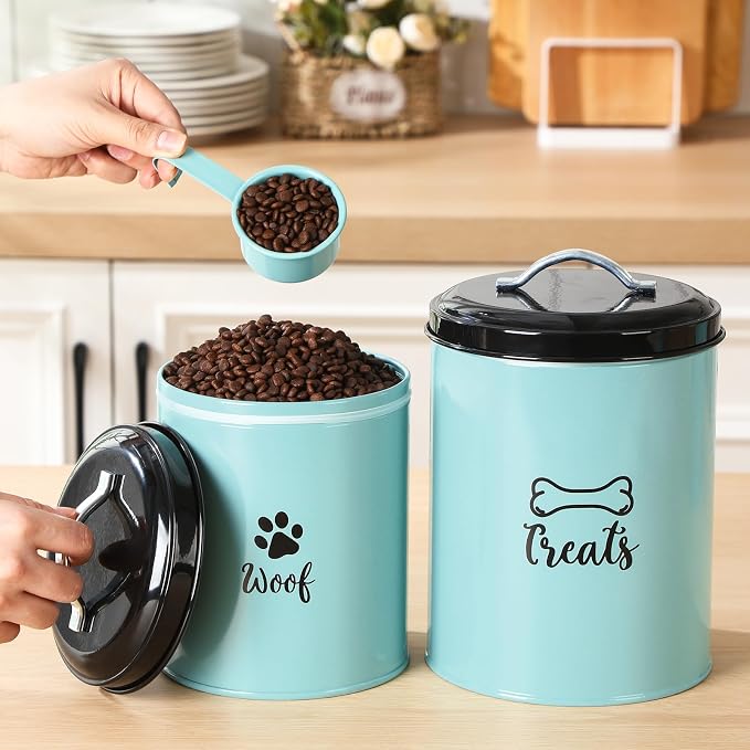 Honeydak 2 Pack Dog Treat Container Metal Pet Food Jar with Lid Cookie Container Gifts for Dog Lovers for Farmhouse Housewarming Gift Kitchen Counter Treat Jar Food Storage for Pet