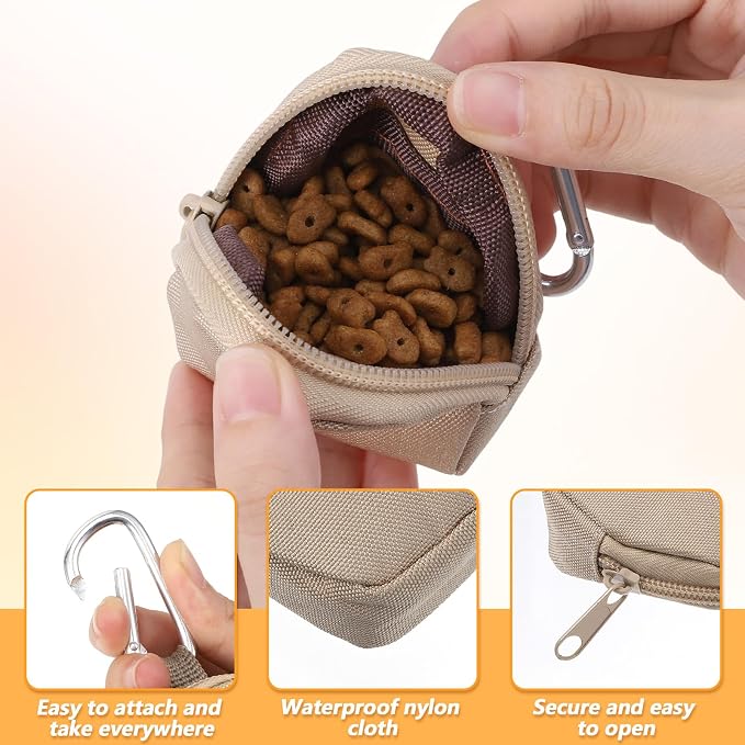 Dog Treat Pouch with Carabiner 3 Pack, Black, Green, Khak | Dog Treat Pouch for Dog Trainingr, Hands-Free Dog Treat Holder for Pet Training, Dog Treat Bags for Outdoor Use