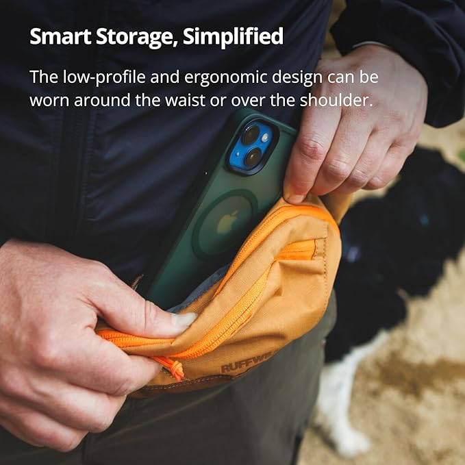 Ruffwear, Home Trail Hip Pack, Dog Walking Fanny Pack, River Rock Green | Crossbody with Adjustable Belt, Treat Pouch, Poop Bag Holder, Phone Pocket, Hands-Free for Training, Hiking, Running, Travel