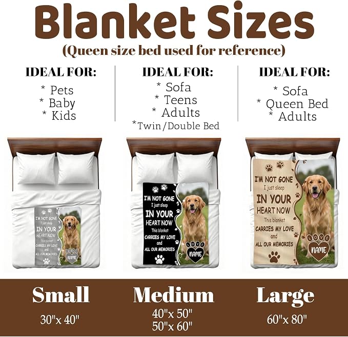 Nxwdwqa Personalized Dog Blanket Throws with Photos, Custom Pet Name Blanket, Dog Gifts for Pet Lovers, Customized Puppy Blanket for Adult Kid Birthday Christmas Fathers Mothers Valentines Gift