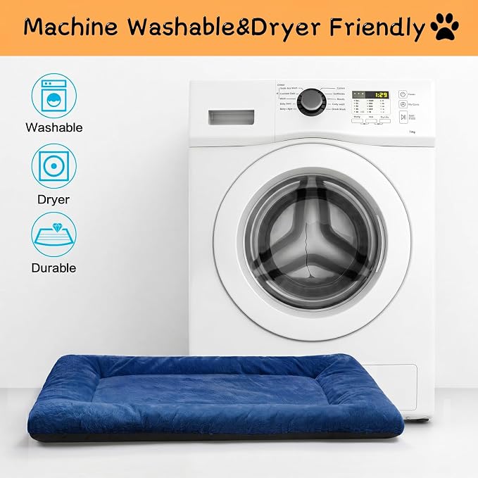 Dog Crate Pad Washable Dog Bed for Crate Medium Cozy Mat 36-Inch Navy Blue | Ultra Soft Kennel Pad,Anti-Slip Bottom,Fits for Most Metal Crates,Comfortable Sleeping Pet Mat