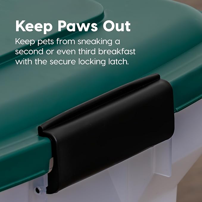 IRIS USA Airtight Pet Food Container, Up to 22 lbs, Green | Made in USA, BPA-Free, Rolling Wheels