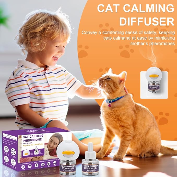 Reespring Cat Pheromones Calming Diffuser Starter Kit: Premium Pheromone Diffuser for Cats - Cat Pheromones Diffuser - Cat Calming Diffuser - Cat Calming Pheromone Diffuser (1 diffusers+ 2 Refills)