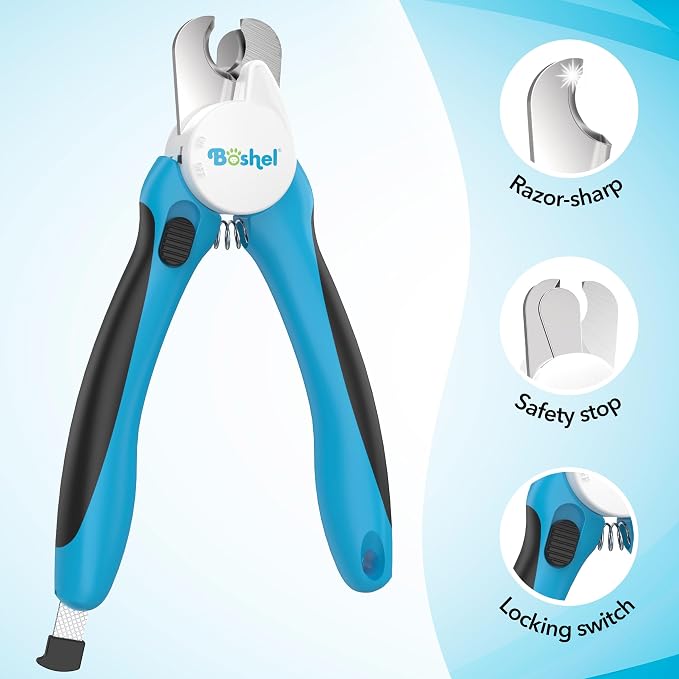 Boshel LED Large Dog Nail Clippers with Quick Sensor, Light, and Safety Guard, Pet's Sharp Toenail Cutter and File