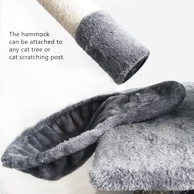 SHENGOCASE 13" Beige Nest Basket Lounger Hammock Bed for Cat Tree Tower Replacement, 5-Pack Hanging Ball Toys with Elastic String, Cat Tree Accessories Hammock Attachment (Beige)