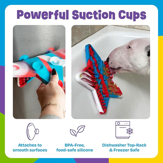 Brightkins Stars 'n' Stripes Lick Mat Mental Stimulation for Dogs,Feeding Treat Mats for Dogs and Cats,Enrichment Dog Food Mat,Puppy Training Tools,Cat Feeder Toy,Dog Toys Boredom,Slow Pet Feeder