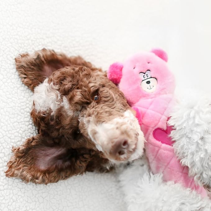 ZippyPaws Jigglerz - Dog Squeaky Toys to Keep Them Busy, Funny Animal Plush for Small, Medium, & Large Dogs, Cute Stuffed Puppy Toy, Pet Product, Gift for All Breeds, Interactive Squeaker - Pink Bear