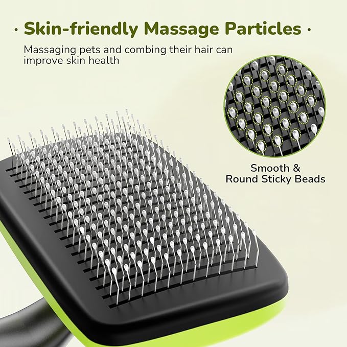 Pecute Skin Friendly Self-Cleaning Slicker Brush for Dog & Cat Shedding | 1 click clean, Lightweight, Undercoat hair removal, For short/long/double/white coats