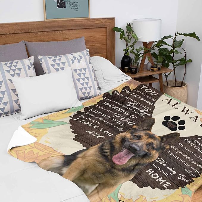 InterestPrint Personalized Loss of Pet Dog Throw Blankets Missing You Always Angle Wings Blanket Custom Memorial Dog Blankets with Beloved Photo Remembrance Blanket Gift 40X50 Inch