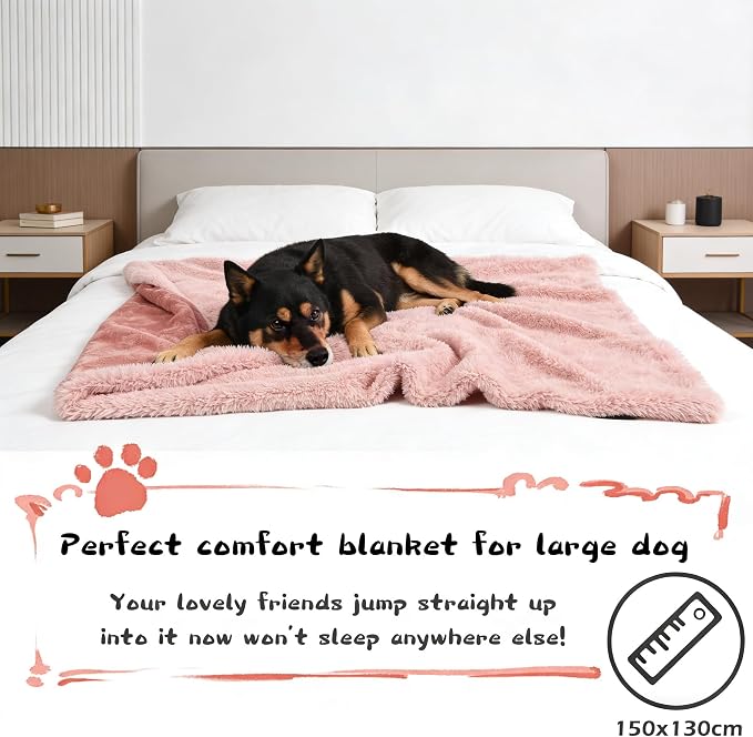Pink Large Dog Blanket, Super Soft Fluffy Sherpa Fleece Dog Couch Blankets and Throws for Large Medium Small Dogs Puppy Doggy Pet Cats, 50x60 inches