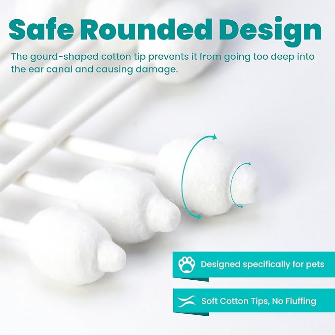 MEDUWEDU 2-Pack Dog Ear Cleaning Cotton Swabs, More Reliable, Safer to Care for Pet Ears, Prevent Accidental Injuries, Suitable for Medium and Large Dogs, Dog Ear Cleaning Kit, L Size, 110 PCS