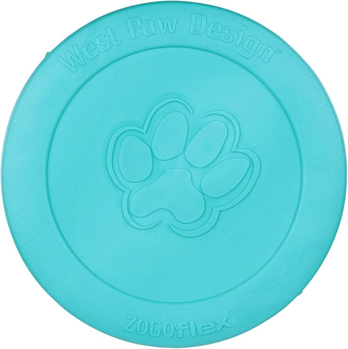 WEST PAW Zogoflex Zisc Dog Flying Disc, High Flying Aerodynamic Disc for Dogs Puppy – Lightweight, Floatable Disc for Fetch, Tug of War, Catch, Play – Doubles as Food/Water Bowl, Small 6.5", Teal