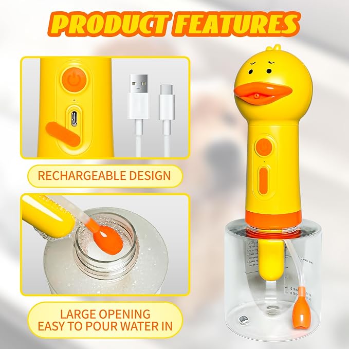 Dog Shampoo Frother,Pet Bath Brush - Deep Cleaning Foam Machine with 350ml Capacity, Dog Soap Dispenser and Shampoo Sprayer, 1200mAh Ultra Long Standby