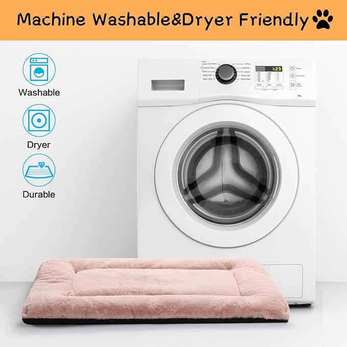 Dog Crate Pad Washable Dog Bed for Crate Small Cozy Mat 22-Inch Pink | Ultra Soft Kennel Pad,Anti-Slip Bottom,Fits for Most Metal Crates,Comfortable Sleeping Pet Mat