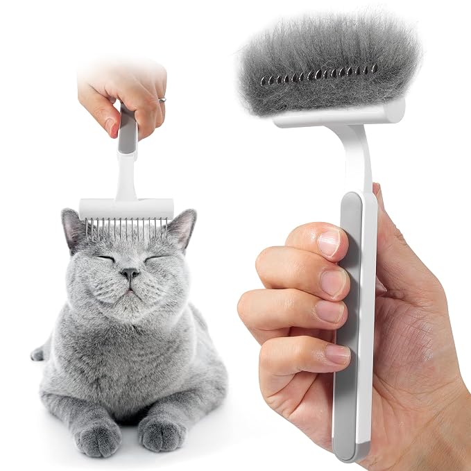 Undercoat Rake for Cats & Small/Medium Dogs - Deshedding Brush Dematting Comb for Pets Remove Loose Hair & Matted Fur, Deshedding Grooming Tool for Kitten, Puppy, and Horses(Grey)
